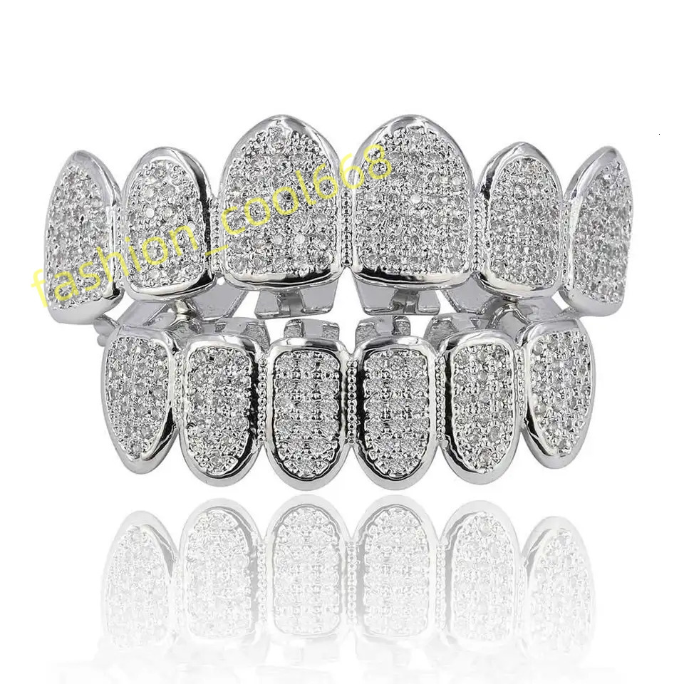 Fashion Hip Hop Top Bottom Teeth Micro Inset Zircon Teeth Fangs 925 Sterling Silver Moissanite Body Jewelry-image-1047244076