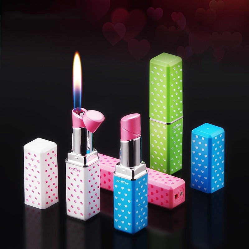 New Lipstick Lighters Creative Butane Gas Lighter Refillable Open Flame Lighter Smoking Gift-image-558026345