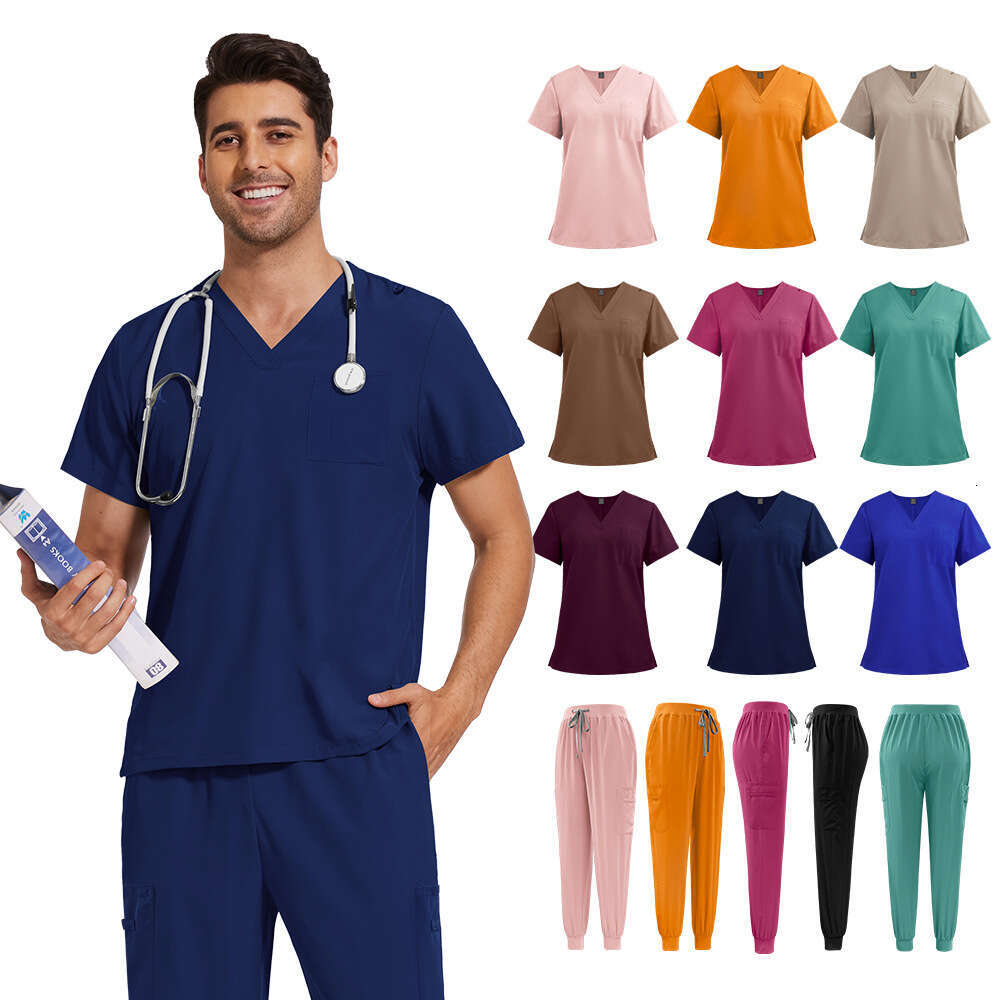 Male and Female Doctor Frosted Suit V-neck Thin Comfortable Breathable Nurse Hat Work Uniform Niaahinn Fashion Ventilation Versatile New Arrival New
