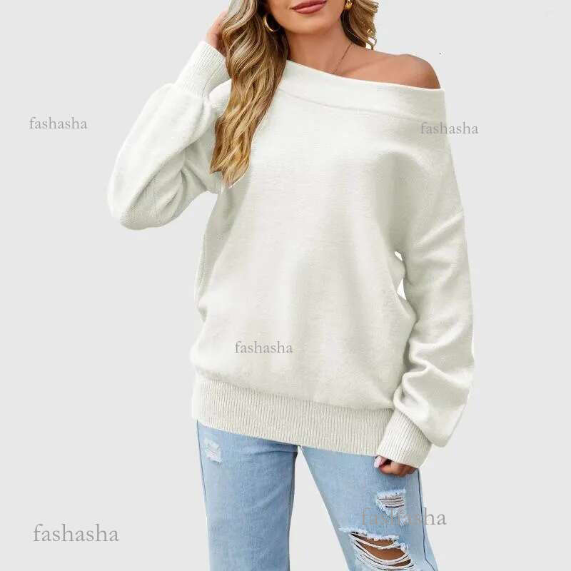 Sweaters Harajuku Womens Off Shoulder Pullovers Sweater Women Warm Autumn Y2k Thicken Long Sleeve Korean Knitwear Lady Knitted