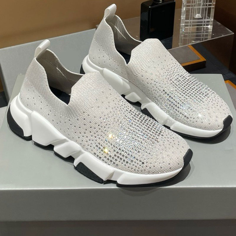 WOMENS MENS TRACK TRAINERS RED WHITE BLACK designer casual shoes high quality crystal rhinestone upper round toe casual shoes fashionable couple bra