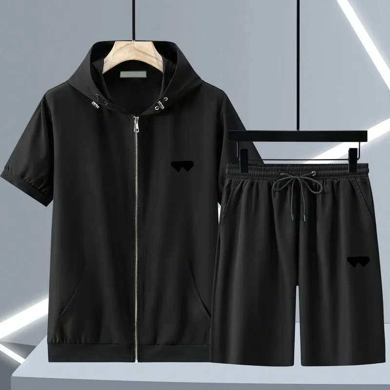 Men's summer suit, top, shirt, suit, pants with added fat, short sleeved shorts, men's summer suit, cardigan, casual hooded 5XL 6XL 7XL-image-977338483