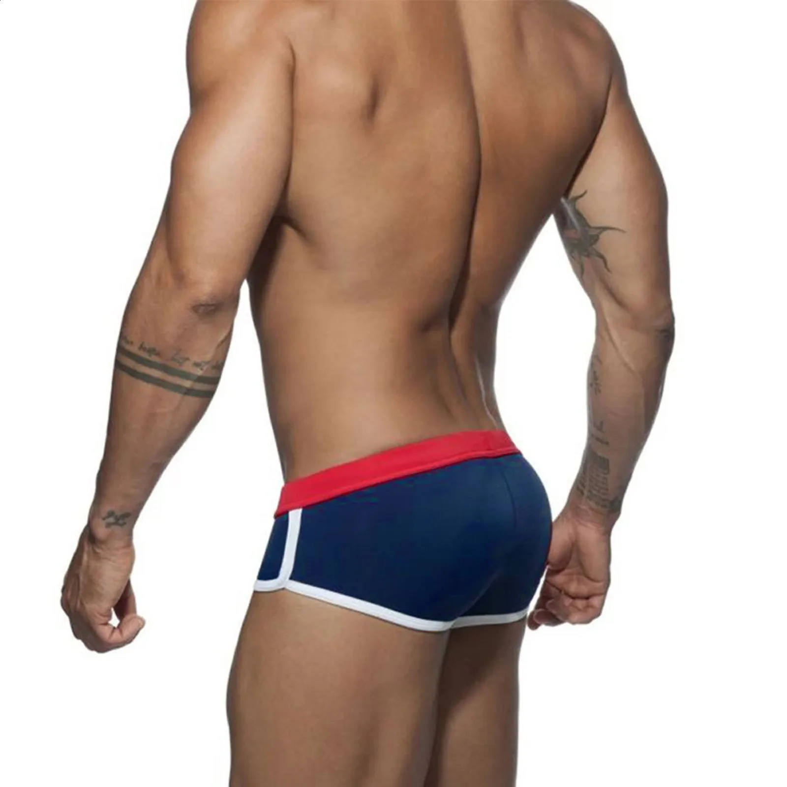 Mens Swimming Rod Color Splicing Summer Swimsuit Tether Low Rise Relaxation Quick Drying Sports 250305Z