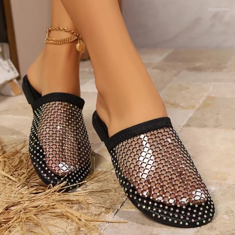 Slippers Sexy Fashion Women's 2025 Summer Mesh Trendy Breathable Shoes Comfortable Flat Non-Slip Outdoor