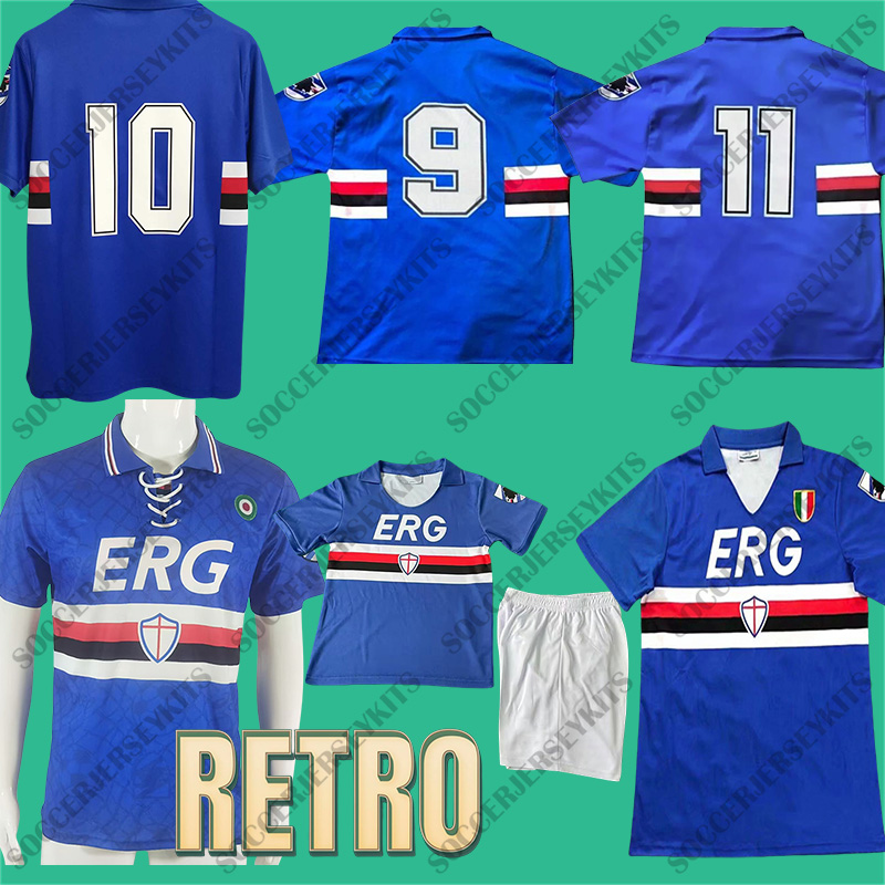 Retro Sampdoria 1990 1991 men kids kit soccer jerseys Lombardo Mancini classic football shirts vintage Vialli Maglia U.C. Sampdoria retro 90 91 j-image-886184242