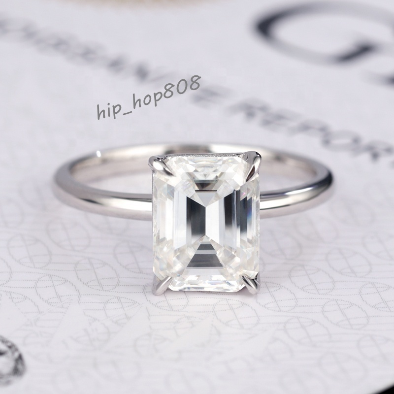 Fine Jewelry 18K White Gold 1CT 2CT Emerald Cut Lab Grown Diamond Ring 14K 18K Lab Grown Diamond Engagement Ring Ror Women
