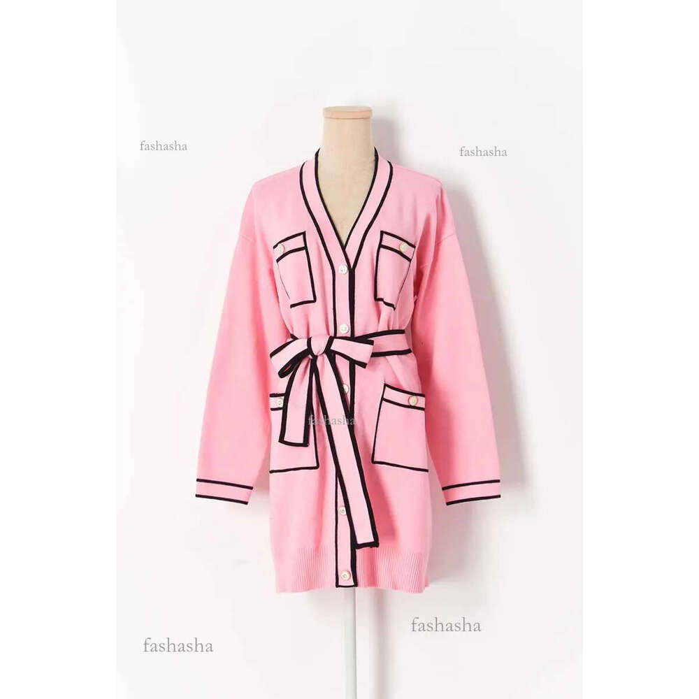 322 2021 Runway Spring Brand Same Style Sweater Long Sleeve V Neck Fashion Pink Cardigan Clothes High Quality Wom