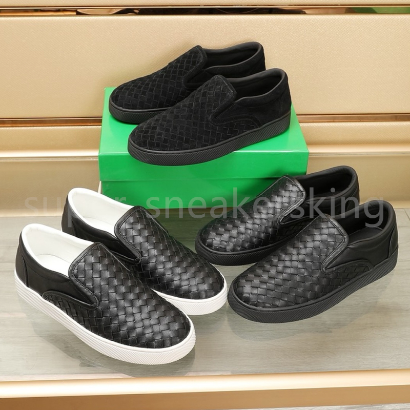 Mocassins de styliste pour hommes, baskets tissées, classiques, mocassins à la mode, en cuir noir, pour bureau, mariage, marche, chaussures plate
