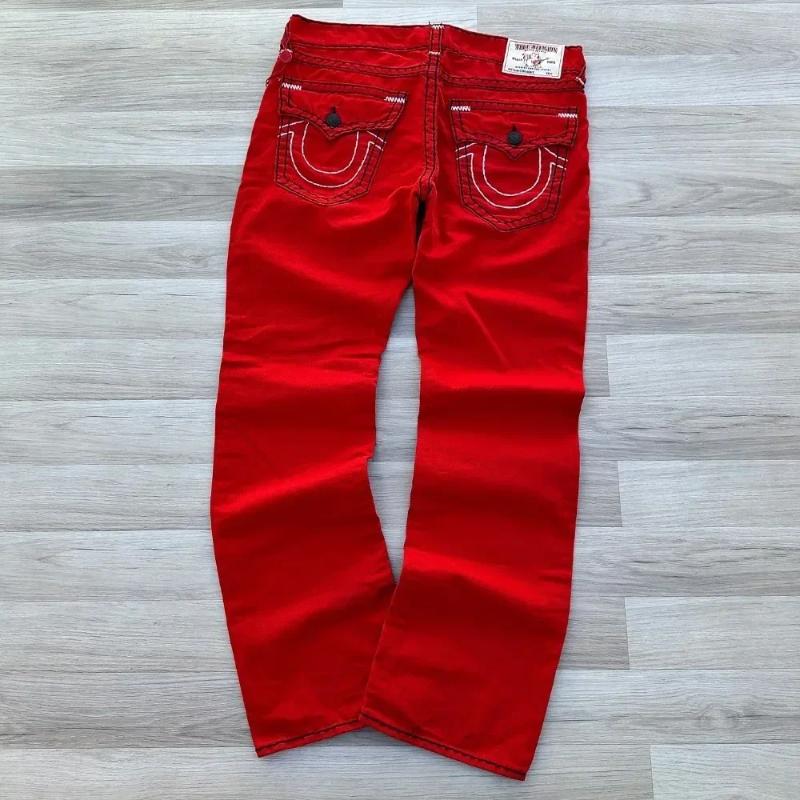 True Religionwomen Jeans Men's Jeans Streetwear Polar Big Boy Y2k Harajuku Hip Hop Cartoon Embroidery Retro Blue Baggy Pants Mens Womens Wide L