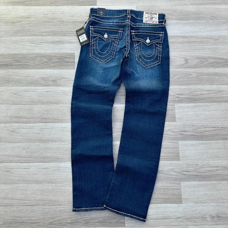 True Religionwomen Jeans Men's Jeans Streetwear Polar Big Boy Y2k Harajuku Hip Hop Cartoon Embroidery Retro Blue Baggy Pants Mens Womens Wide L