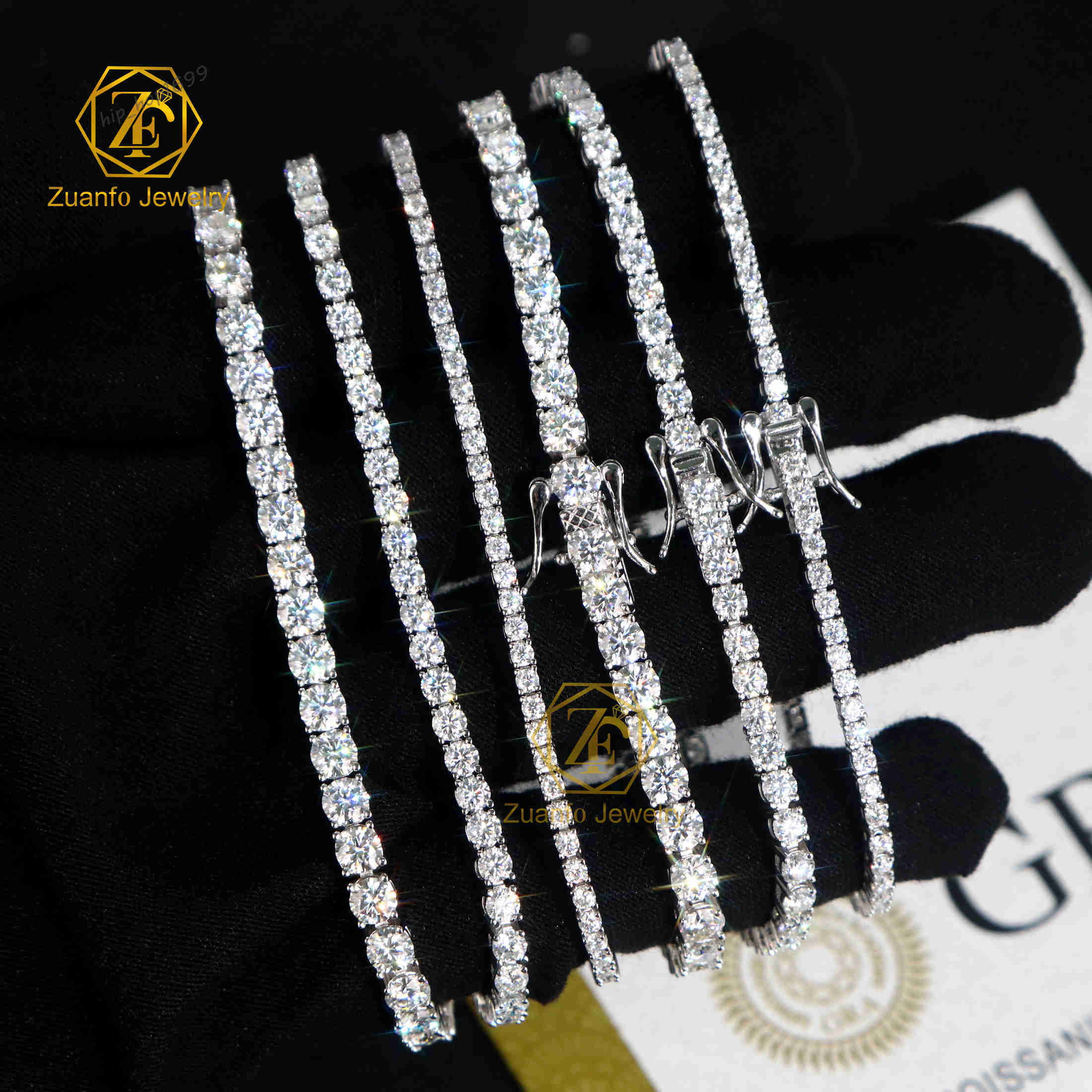 Hot Selling DEF Lab Grown Tennis Chains Unisex 2mm-4mm 14k-18k Real Gold Iced Bracelets Fine Chain Link Bracelets Weddings