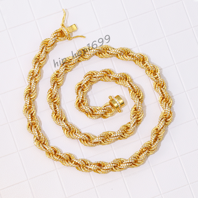 Customized New Jewelry S925 Silver With Vvs Moissanite Cuban Rope Chain Passed Diamond test With GRA Moissanite Rope Necklace