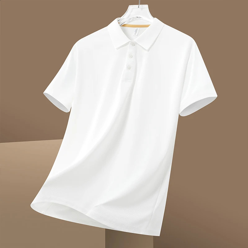 Value summer polo shirt mens short sleeved ice silk polo mens version high-quality lapel T-shirt mens light business t-shi 250306