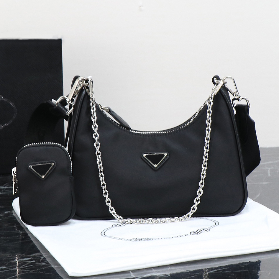 Designer Bag Shoulder Wallet Classic Silver Buckle 3-in-1 Crossbody Fashion Leather Luxury nylon hobo bag Half Moon Ladies Underarm Purse