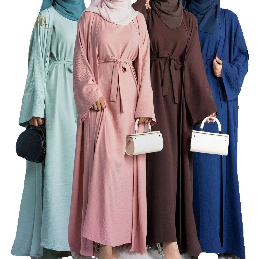 Vêtements ethniques Turkiye Dubai Solide en deux pièces ensemble tiktok sans manches tempérament rétro imprimement nouveau motif robe en queue de