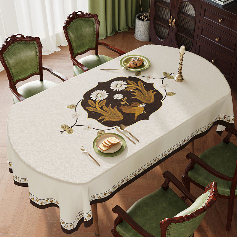 2025 Waterproof Oil-proof Oval Dining Table Mat Pvc Household Tablecloth-image-1048084515