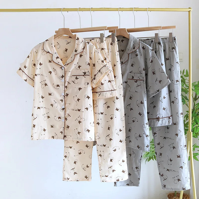 3-piece couple set 100% Gauze cotton sleepwear set for womens summer slim fit shorts and mens sleepwear 250306