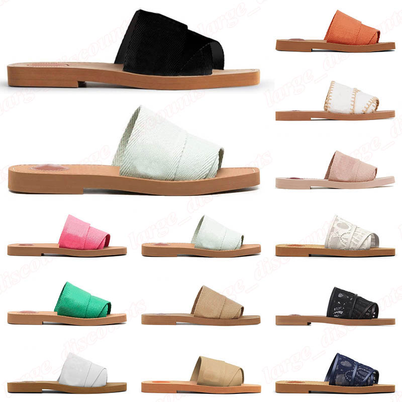 classic women designer famous sandals slides woody slippers black white mule lace lettering canvas flat trainers loafers summer casual choe sandal s