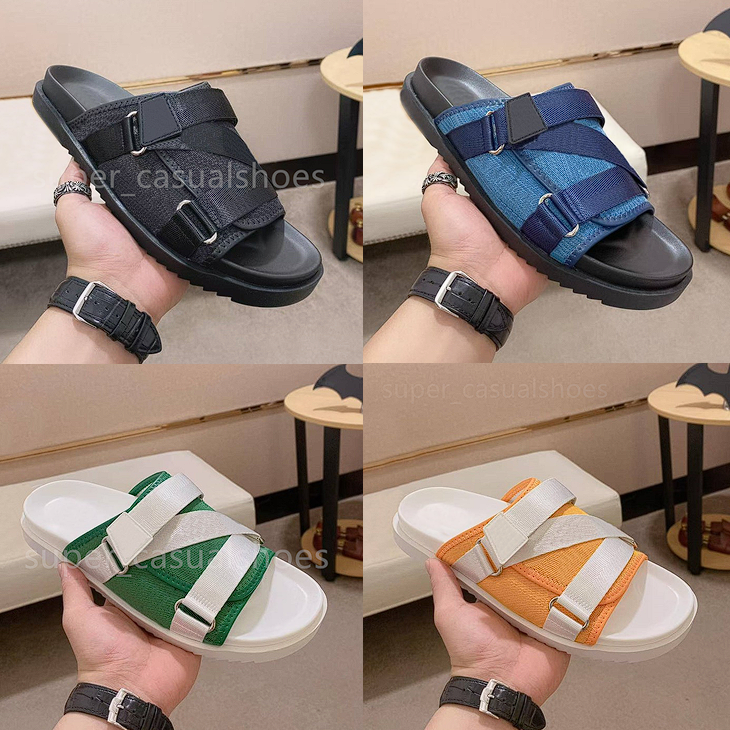 Designer Slides Men Beach Slippers Classic Metal Buckle Slides Summer Fall Mules Outdoor Waterproof Luxury Chypre Sandals 38-45-image-966795297