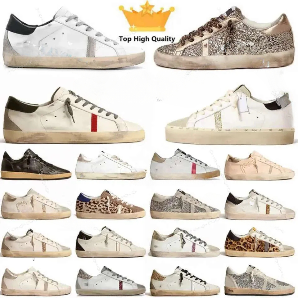 Chaussures décontractées pour femmes Designer Goode Goos Mens Running Sneakers Super Star Og Sequin Italie Black Blanc Red Lace Up Do Old Dirty P