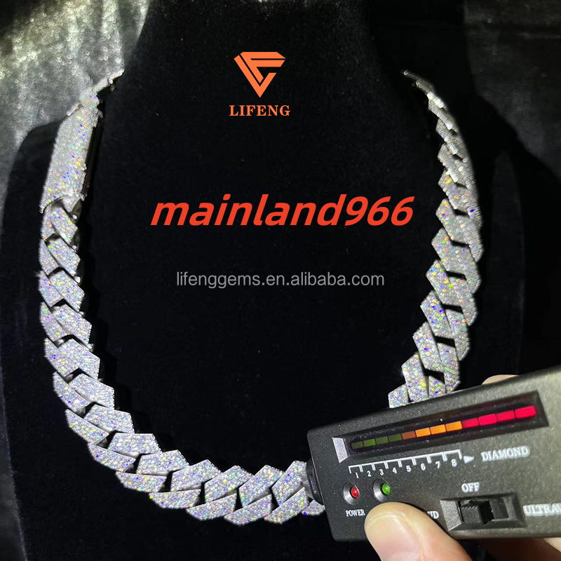 Pass Diamond Test Cuban Link Chain 20mm 4 Rows with GRA VVS Moissanite Necklace 925 Silver for Rapper Hip-Hop Jewelry Men