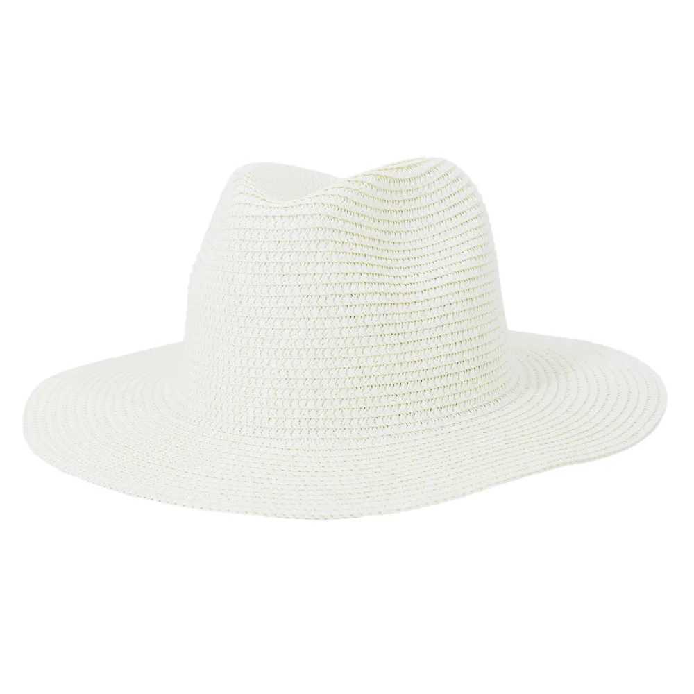Solid color mens and womens hats New straw hat Yellow Macaron color Summer flat top straw hat Beach travel essential sun hat W250307