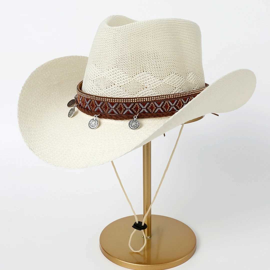 A Top Hat summer sun protection straw hat personality retro top hat with men and womens jazz hats Tibetan top hat W250307