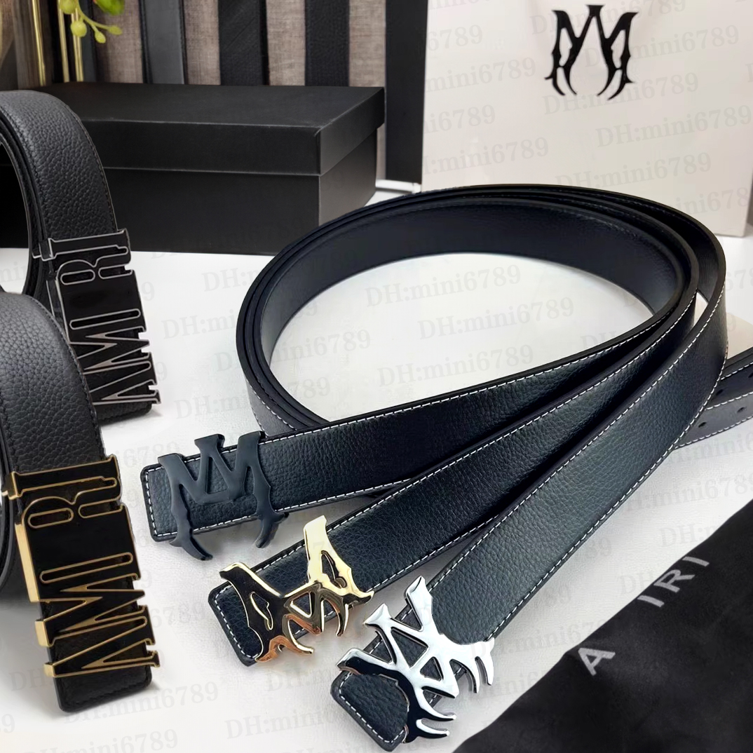 Fashion belt classic amiribelts letter dress jeans luxury same style belt designer AM letter steel buckle women's fashion business casual outdo