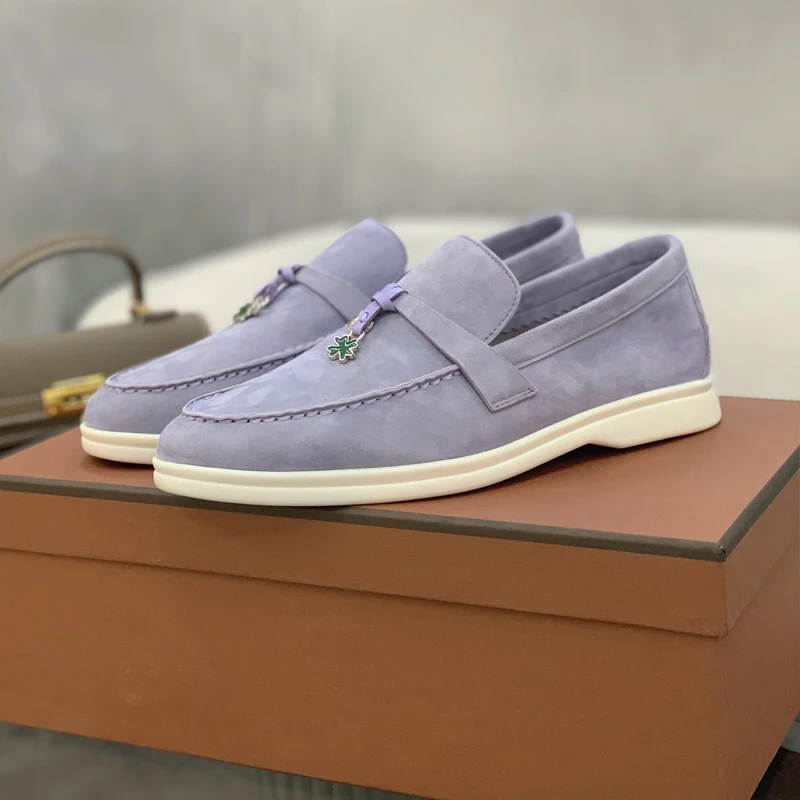 AAAAA 2026 designer Dress Men Women Loafers shoes Summer Walk Charms Real Suede Sandals Macaroon Luxe Flat Mules Casual Shoes Leather Slip Luxury Ta