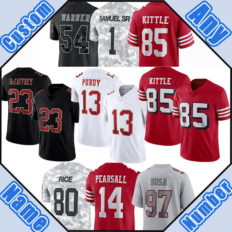 Brock Purdy Christian McCaffrey Football Jersey George Kittle Deebo Samuel Sr Jerry Rice Fred Warner Nick Bosa Ricky Pearsall Jauan Jennings Tren-image-756382213