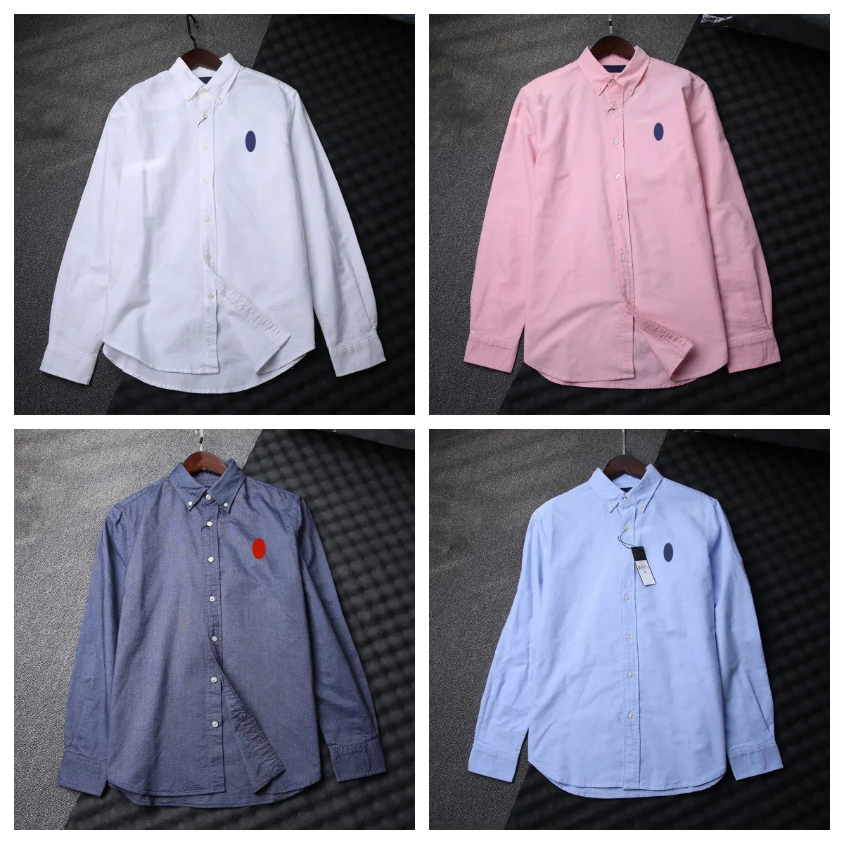 Poloshirts voor heren Designerpolo Vrijetijdsrevers Puur katoen Lente Hoogwaardig Oxford gesponnen casual overhemd met lange mouwen en ponyborduurwe