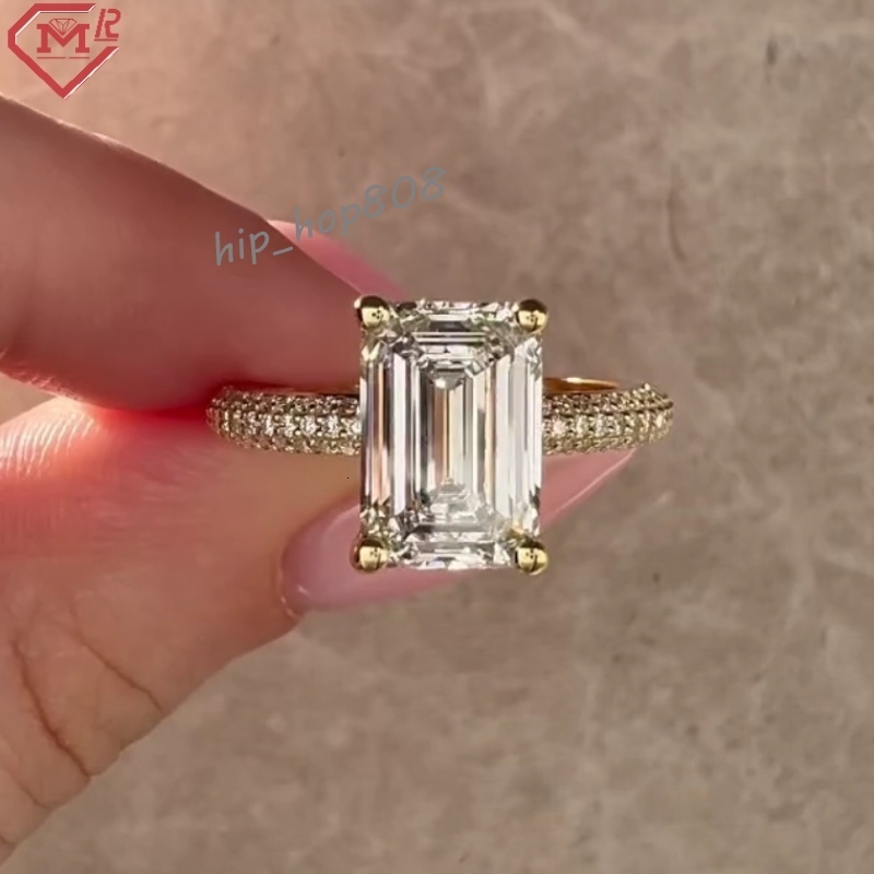 Fine Jewelry Lab Grown Diamond Ring IGI 2ct Emerald Cut 925 Silver Customize Design Diamond Ring