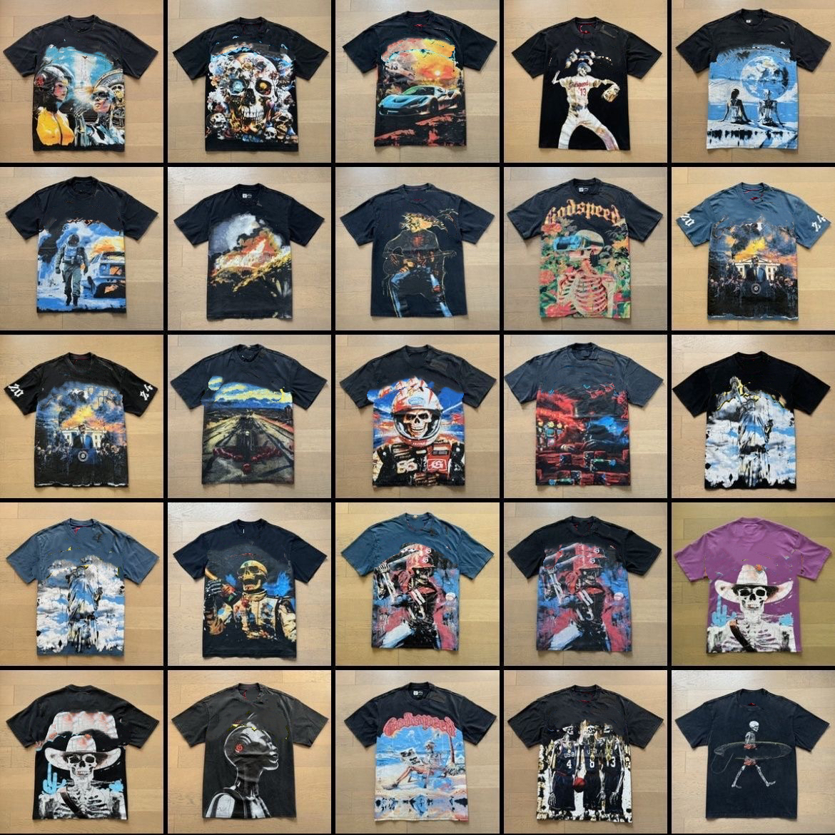 New Product godspshirts Designer T-shirt Top for Men and Women Summer Laundry Material Graffiti Pattern Blue Black White US Size S-XL-image-946496706