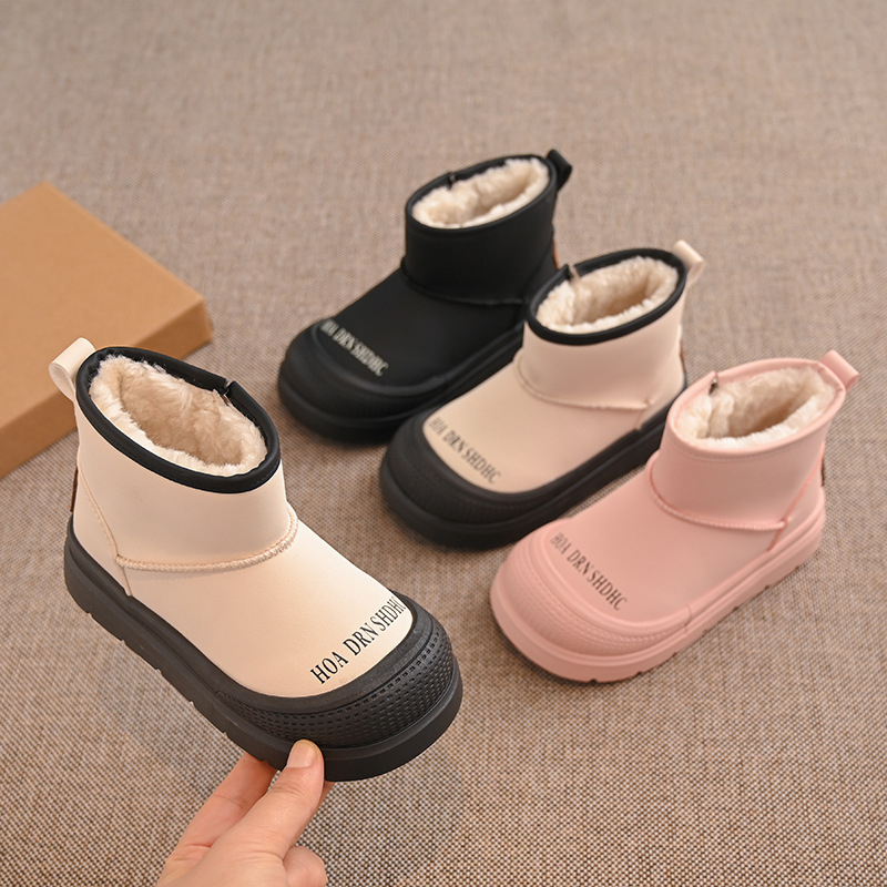Kids Short Ankle Boots Winter Toddler Snow Boots for Girls Non-slip Thick Plush Fur Rubber Boots Kidsnest for Boys Warm Sizes US7C-US5Y