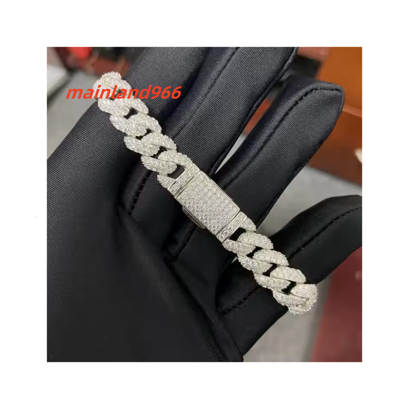 Mens Jewelry 6-24 Inches S925 Silver Link Chain Full Inlaid VVS1 D Moissanite Cuban Necklace Shiny Cuban Bracelet