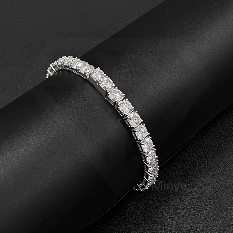 Fine Jewelry D Color VVS Diamond Moissanite Tennis Bracelet 925 Sterling Silver Moissanite Tennis Chains Bracelet