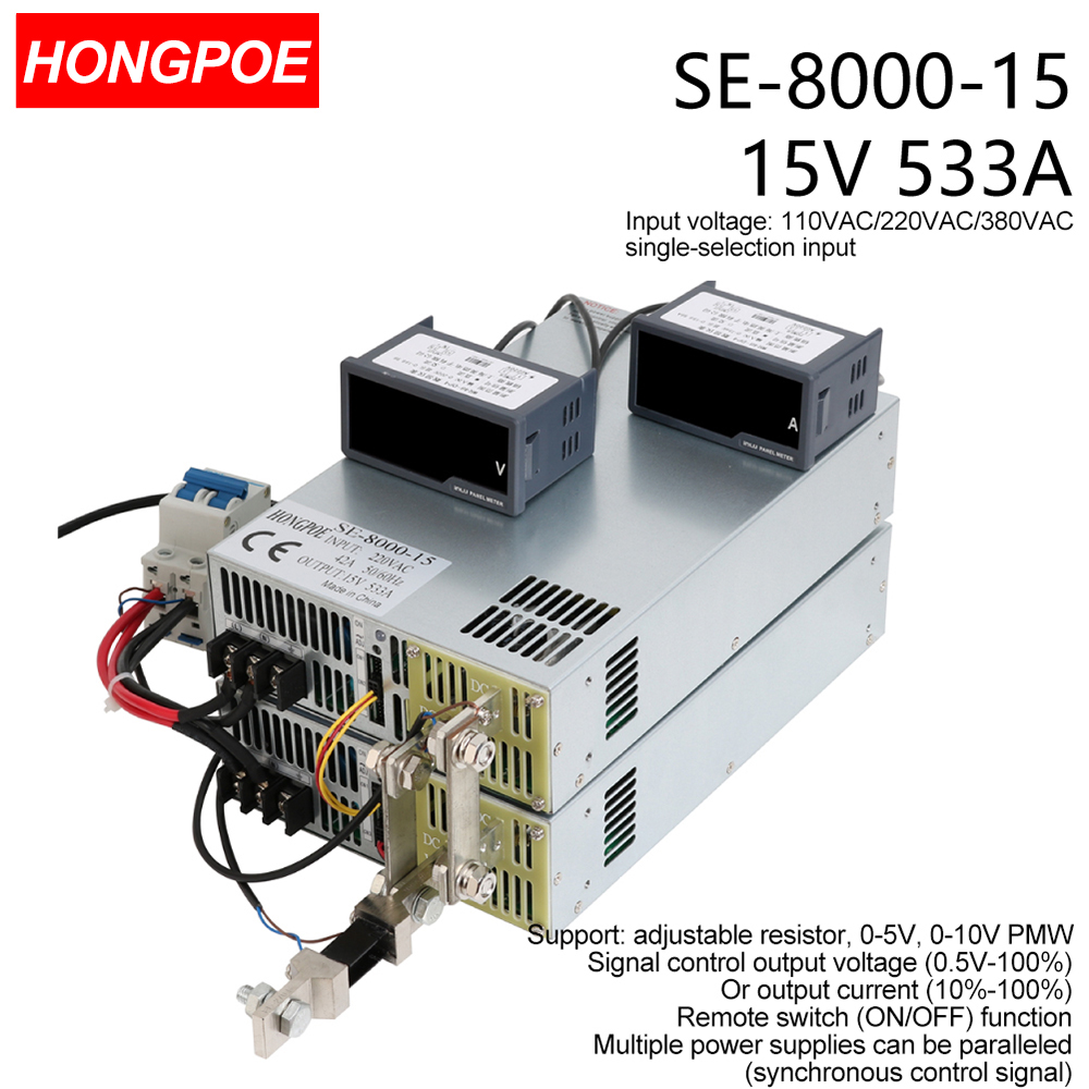 15V 533A 8000W SMPS CE Certified Adjustable AC-DC Power Supply with 0-5V/0-10V PLC/PMW Signal Control, 0-15V Regulator, 15V 533A Power Supply-image-1109295894