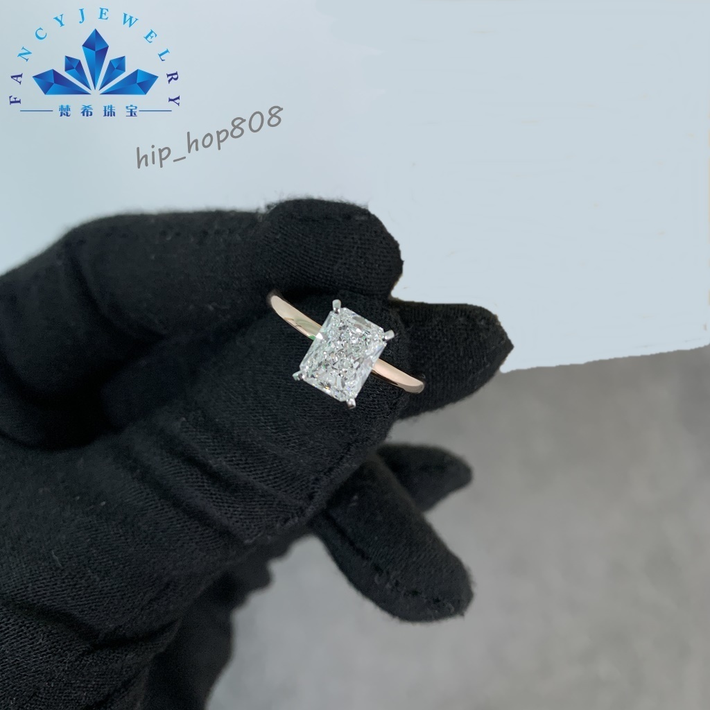Fine Jewelry 2CT Radiant Lab Diamond Ring 14K Solid Gold CVD Diamond Ring D VVS VS Lab Grown Diamond Ring IGI for Women Wedding
