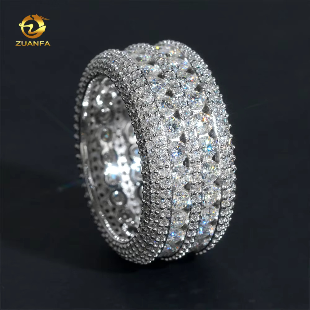 Personalized Men Wedding Band Moissanite Diamond Ring 925 Sterling Silver Iced Out Hip Hop Ring Pass Diamond Tester Cuban Ring