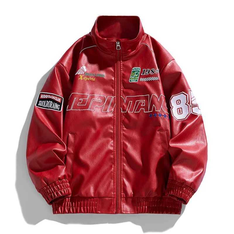 Men's Jackets Autumn Embroidery Motorcycle Leather Jacket Men Casual Vintage Overcoat Biker PU Leather Jackets Male z250308 z250308