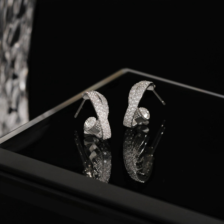 S925 Sterling Silver Stud Earrings Sparkling Luxury Jewelry Pave New 5A CUbic Zircon CZ Diamond Gemstone Brand Party Women Wedding Cross Earring For