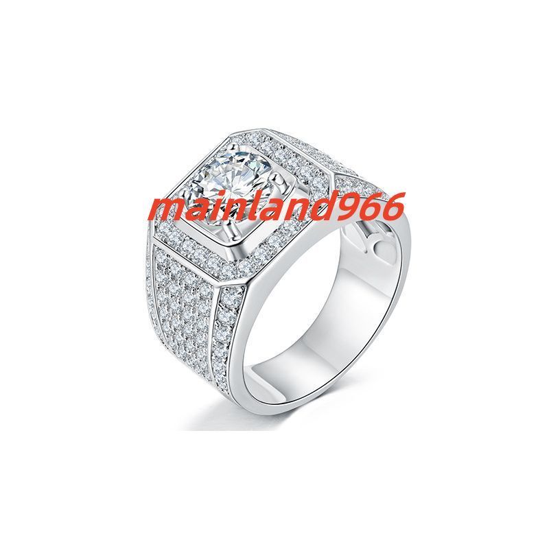 D VVS 1CT 2CT 3CT 5CT Moissanite Diamond Men Ring Ready to Ship Sterling Silver S925 Fine Jewelry Side Zircon Gemstones Ring