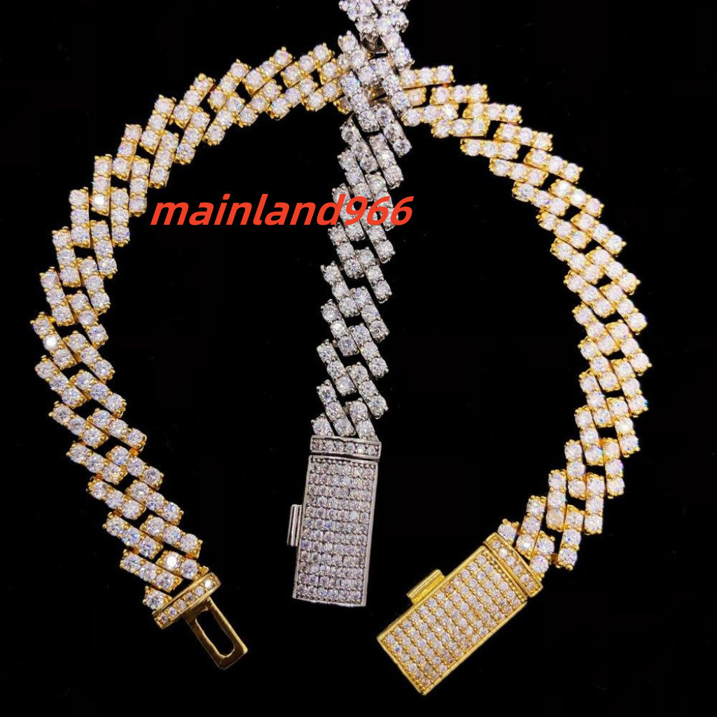Fine Jewelry VVS D Color Moissanite Diamond 925 Sterling Silver Cuban Bracelet Men and Women Hip Hop Jewelry