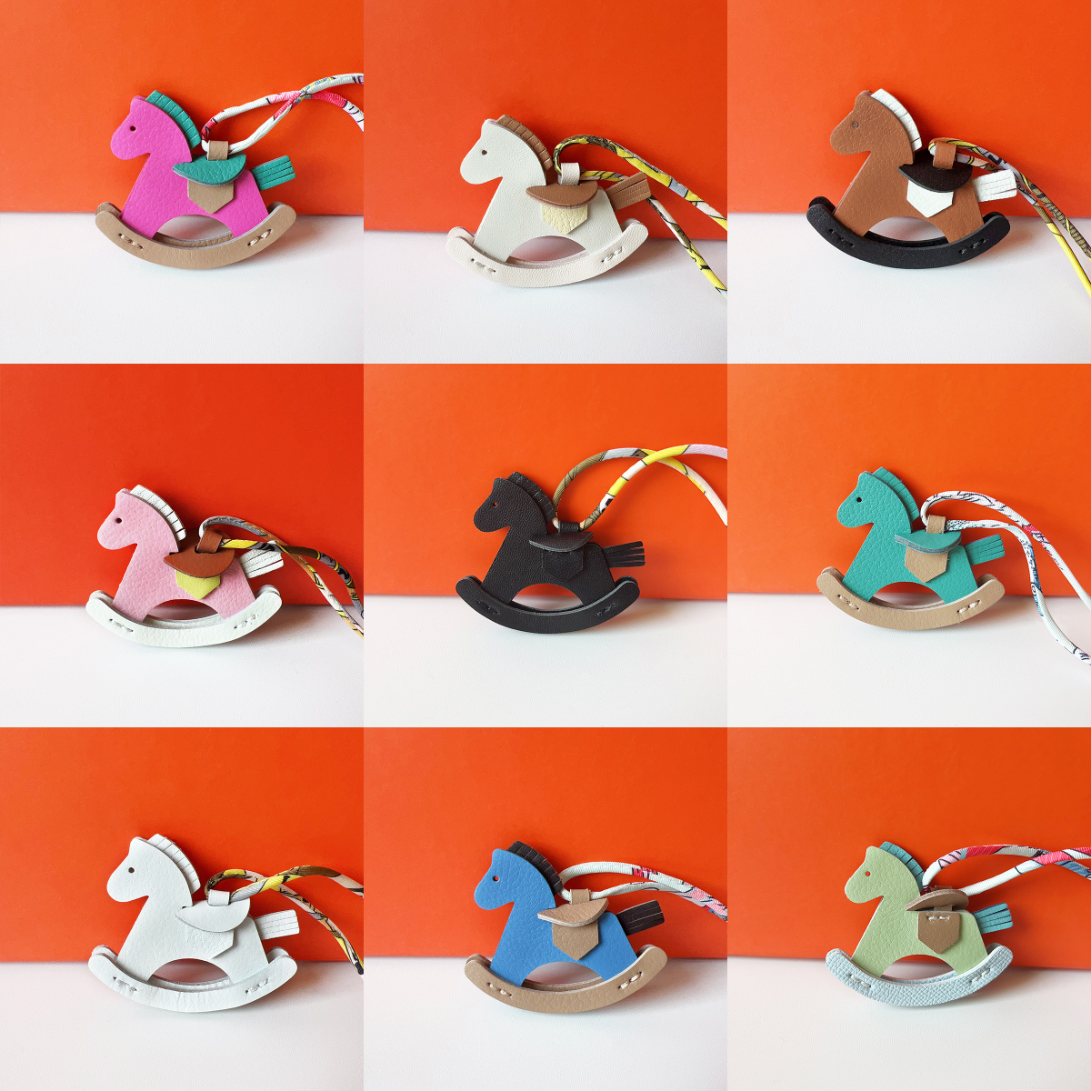 key chain woman designer key chains ring woman key Lanyards Mini rocking horse bag pendant New sheepskin hand-sewn creative cute pony Car keychain p