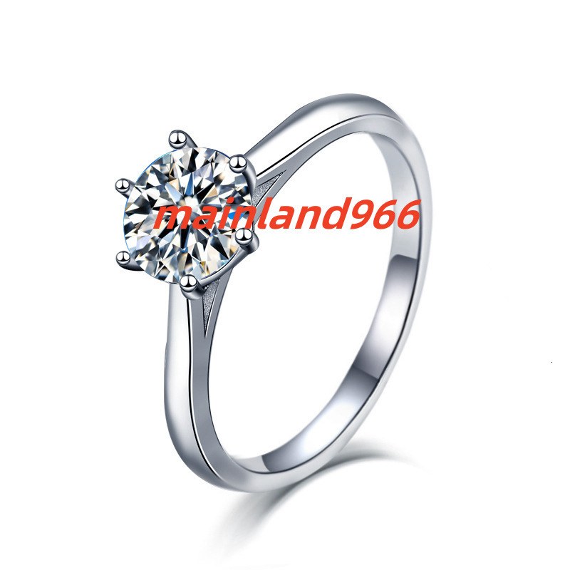 Custom Fine Jewelry Classic 925 Sterling Silver Six Claws 2CT VVS D Moissanite Ring Lab Grown Diamond Engagement Ring for Women