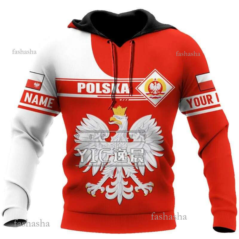 Hoodies pour hommes Sweatshirts Nom personnalisé 3d Impression en Pologne Polynésien Tribal Fashion Unisexe HARAJUKU Streetwear Sweat à capuche d