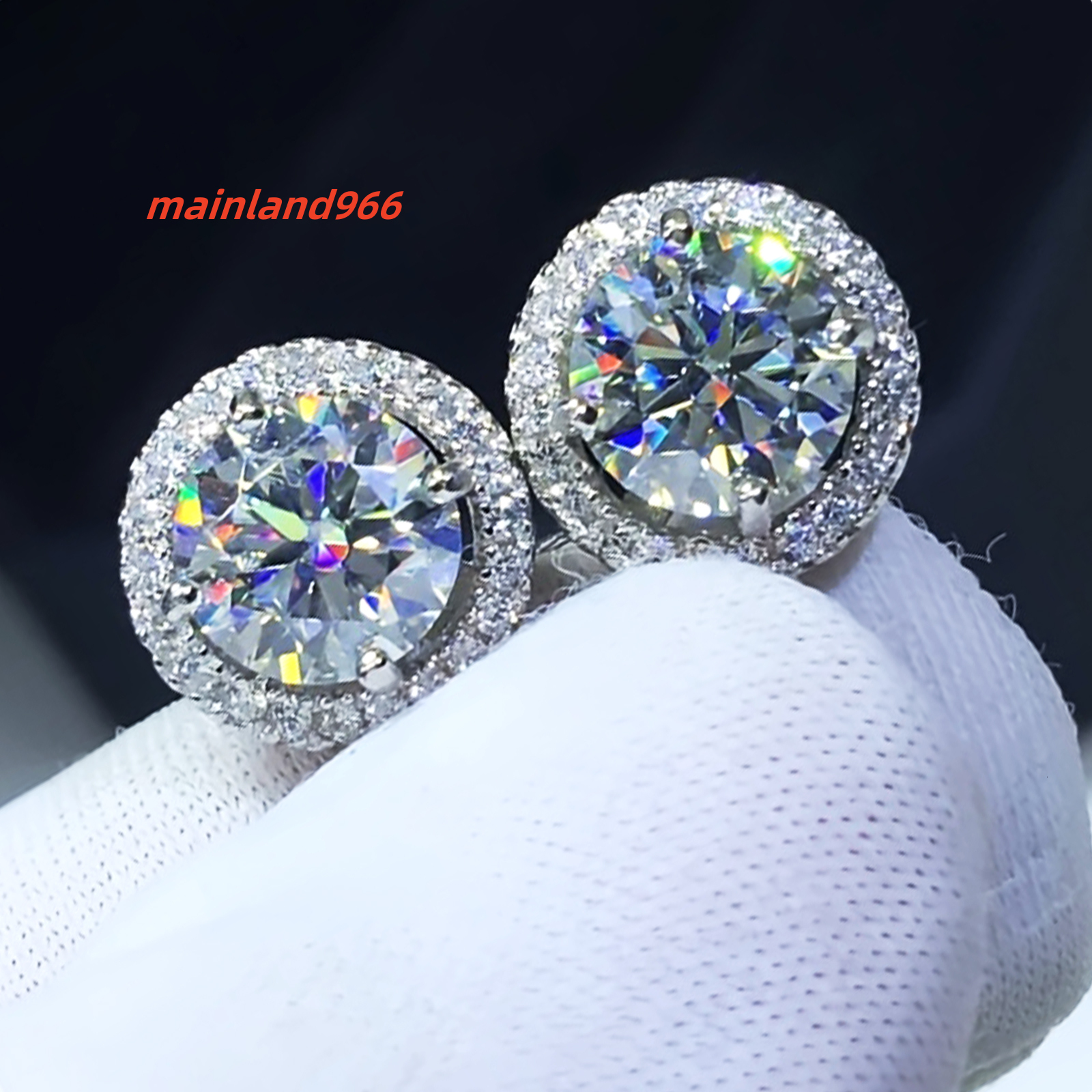 Luxury Moissanite Stud 1ct VVS 925 Sterling Silver Men Women Jewelry Flower Cluster Halo Diamond Earrings With GRA Certificate