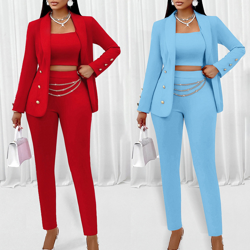 New Women's Temu Autumn/Winter Fashion Long Sleeve Small Suit Three Piece Set