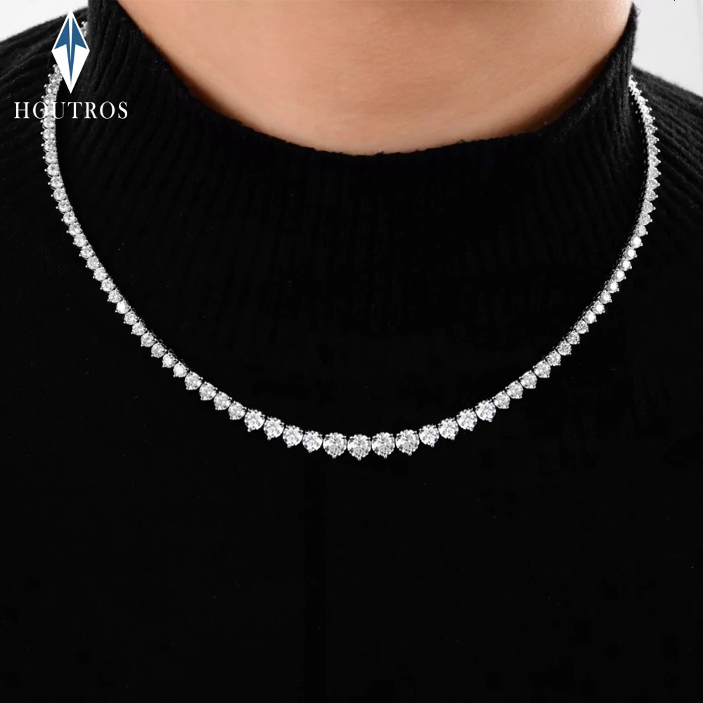 3-4.5mm Gradient Tennis Necklace for Women Man 3 Claw D Color Lab Diamond Necklaces 925 Silver Party Wedding Jewelry250305