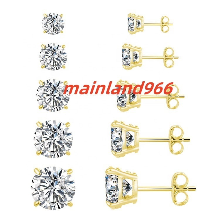 POLIVA 925 Sterling Silver 18K Gold Plated Cubic Zirconia Earrings Geometric Stud Earrings Diamond Engagement Fine Jewelry